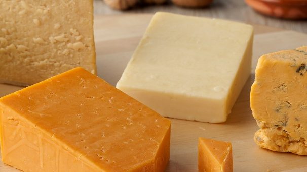 Pieces of traditional english cheese